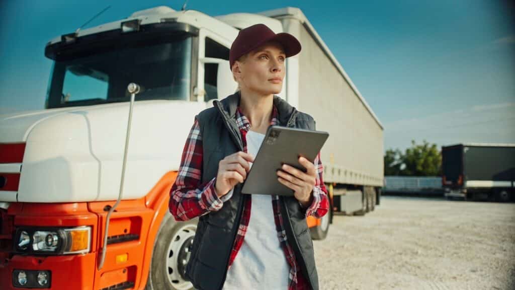 Transportation safety manager reviewing driver qualification files and compliance expiration alerts in a document management system