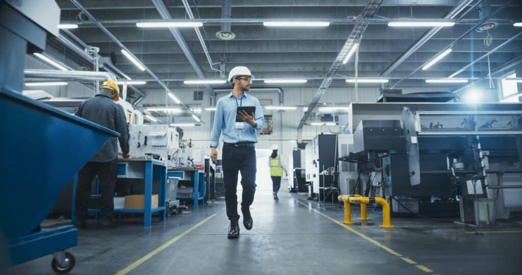 Contract manufacturing quality team reviewing customer-specific batch records in separate document spaces