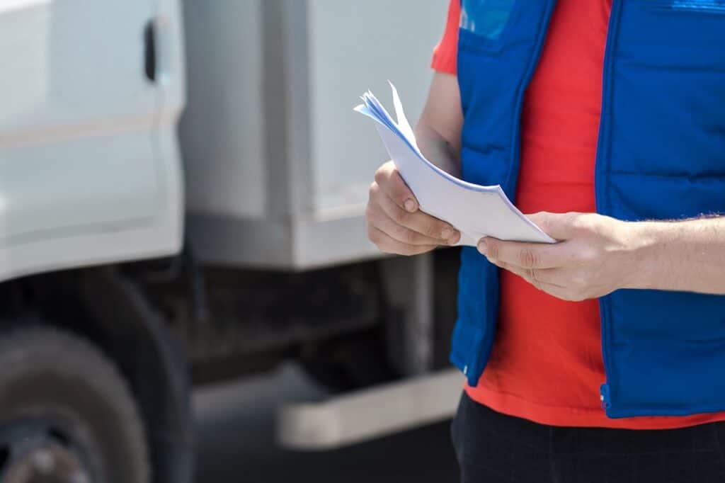 Carrier safety manager organizing driver qualification files for a DOT compliance review